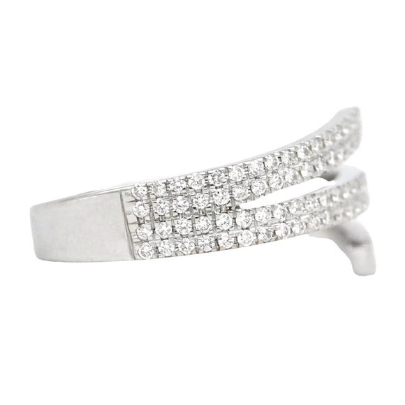 18K VS Diamond Finger Cuff - Toe Ring - Spiral Wrap Vine Crossover - White Gold - Picture 4 of 11